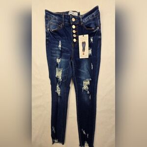 Thread & Others Jeans 3/26High Rise Button Fly Distressed Stretch Ankle Skinny
